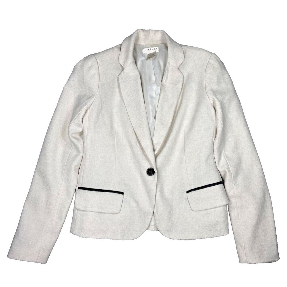 VTG Kenar Ivory Blazer Jacket Lined Womens S Long Sleeve Career Office 90s Y2k